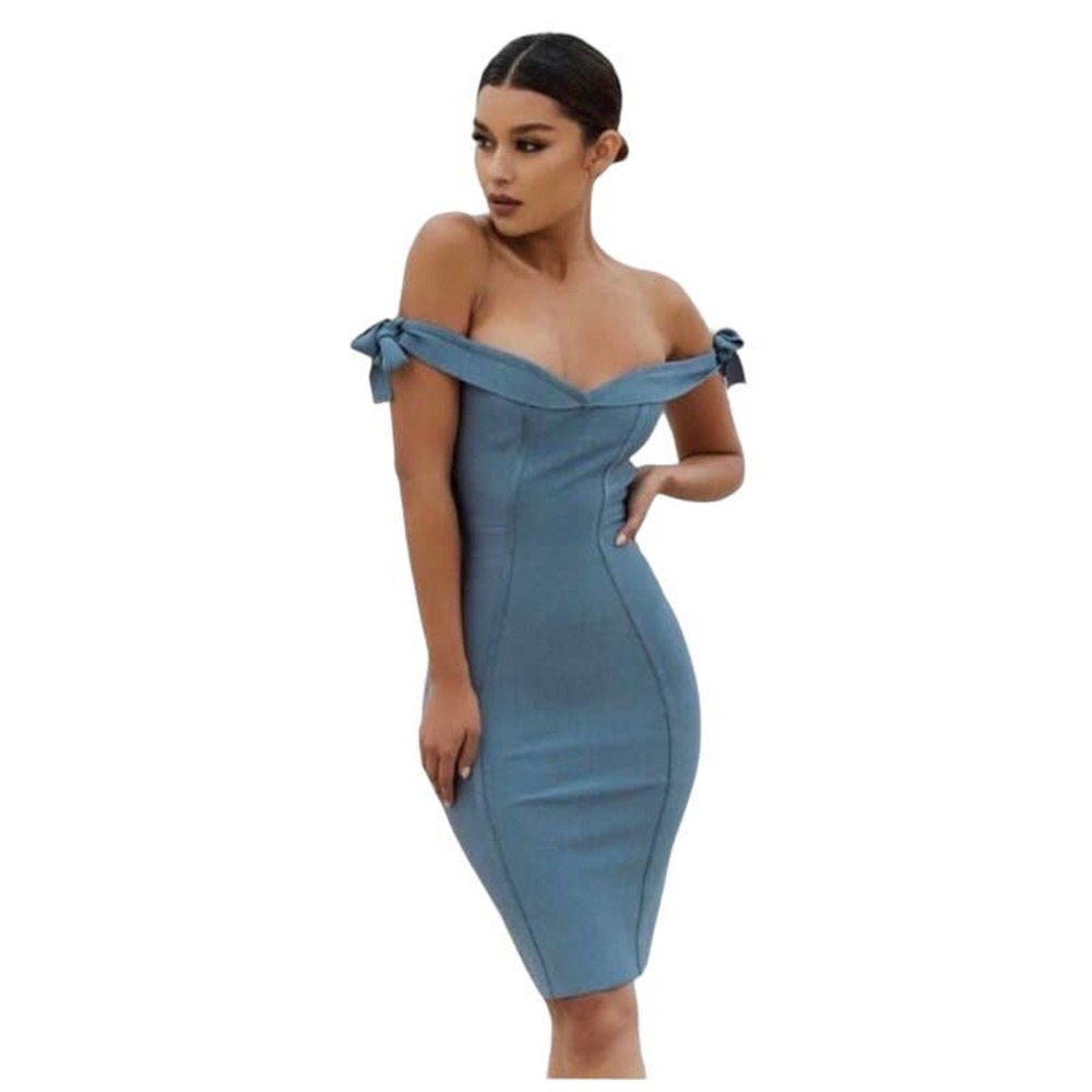 House of CB Solaine Slate Grey Bandage Dres Sz XS